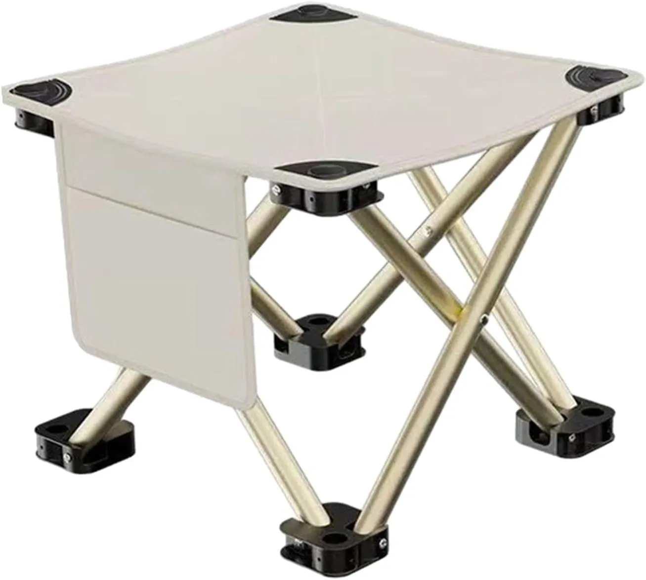 Yiju Folding Camping Stool Recliner Foot Rest Strong Load Bearing Portable Small Foldable Chair for Hiking Travel BBQ Backpacking, White, 33cmx33cmx32cm