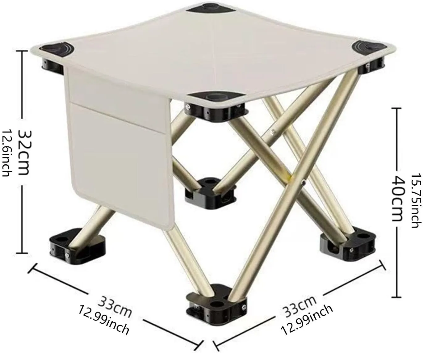 Yiju Folding Camping Stool Recliner Foot Rest Strong Load Bearing Portable Small Foldable Chair for Hiking Travel BBQ Backpacking, White, 33cmx33cmx32cm