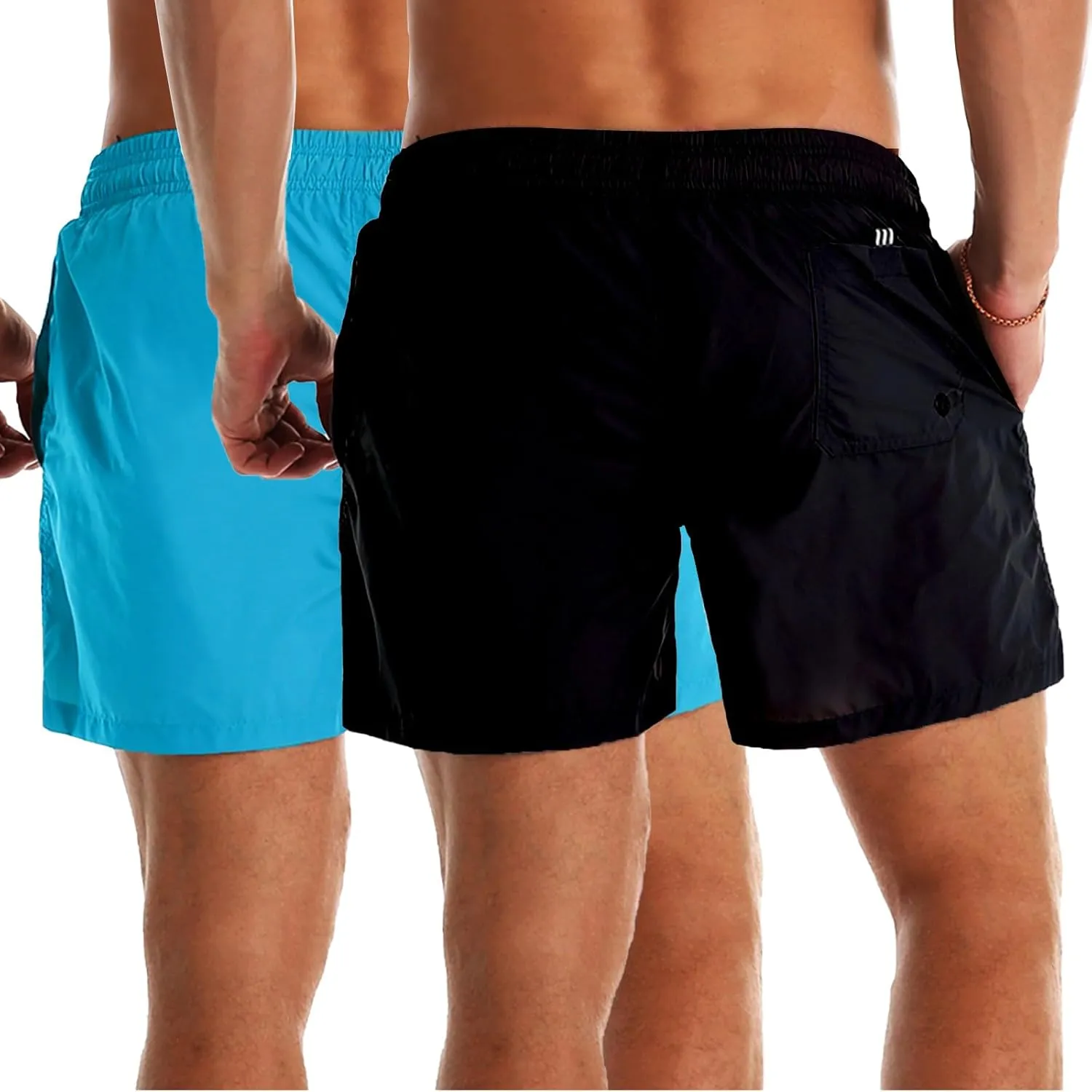 YnimioAOX 2 Pack Men's Swim Trunks Quick Dry Beach Shorts with Mesh Lining