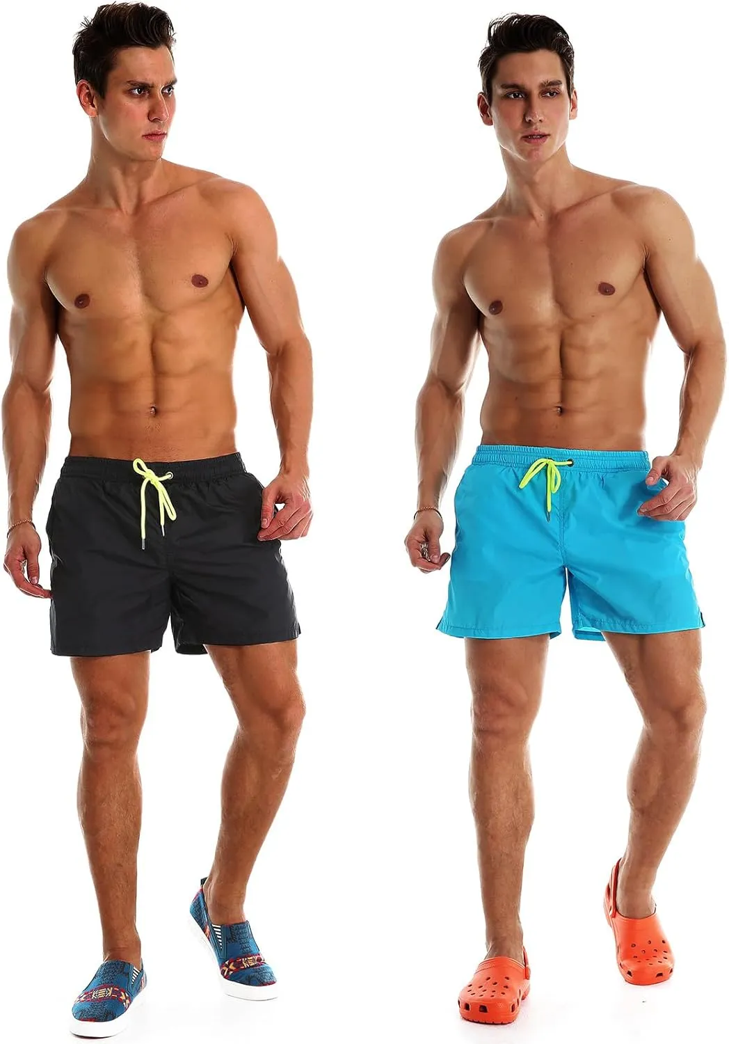 YnimioAOX 2 Pack Men's Swim Trunks Quick Dry Beach Shorts with Mesh Lining
