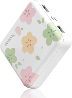 Yoobao Portable Charger 10000mAh, Cute Power Bank USB-C for Girls Travel, 2 Outputs & 2 Inputs (5V/2.1A), Mini Phone Battery Pack for iPhone 14/13/12/11/X, Android, iPad, Samsung, Google (Flower)