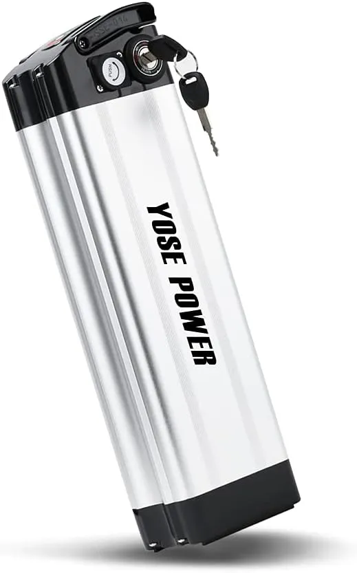 Yose Power 48V 36V 10.4Ah 13Ah 15Ah 17.4Ah Ebike Battery XH370-10J Sliver Fish Battery with USB Port Electric Bike Battery for 250W/350W/500W/700W/900W/1000w Motor Electric Bicycle Lithium-Ion Battery