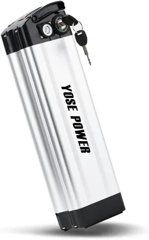 Yose Power 48V 36V 10.4Ah 13Ah 15Ah 17.4Ah Ebike Battery XH370-10J Sliver Fish Battery with USB Port Electric Bike Battery for 250W/350W/500W/700W/900W/1000w Motor Electric Bicycle Lithium-Ion Battery