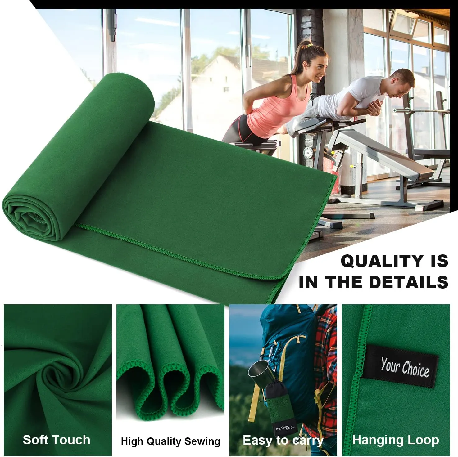 Your Choice Quick Dry Towel - Super Absorbent Microfiber for Gym, Travel, Camping | Ultra Compact & Lightweight