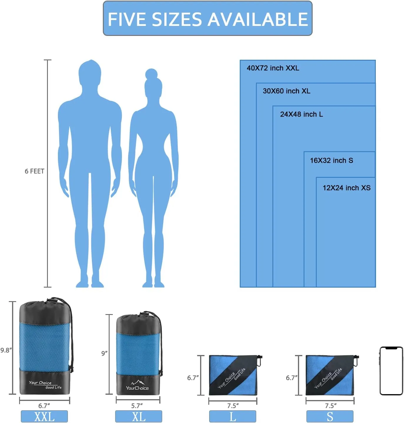 Your Choice Quick Dry Towel - Super Absorbent Microfiber for Gym, Travel, Camping | Ultra Compact & Lightweight