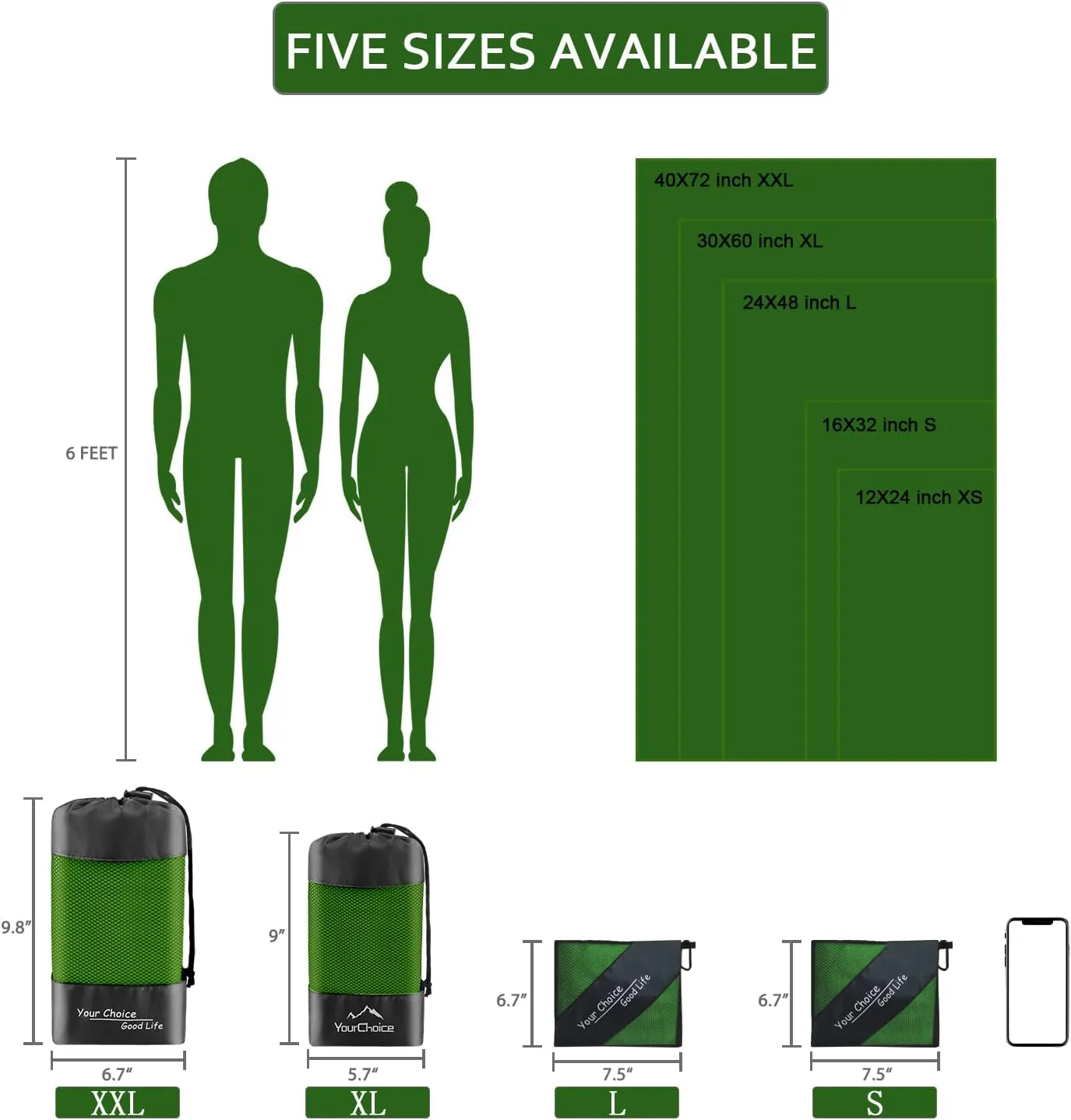 Your Choice Quick Dry Towel - Super Absorbent Microfiber for Gym, Travel, Camping | Ultra Compact & Lightweight
