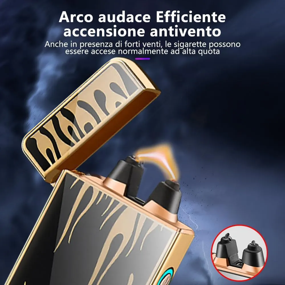 YOZWOO Electric Arc Plasma Lighter - Rechargeable Type-C, Windproof with LED Power Display for Candles, Fireworks, BBQ