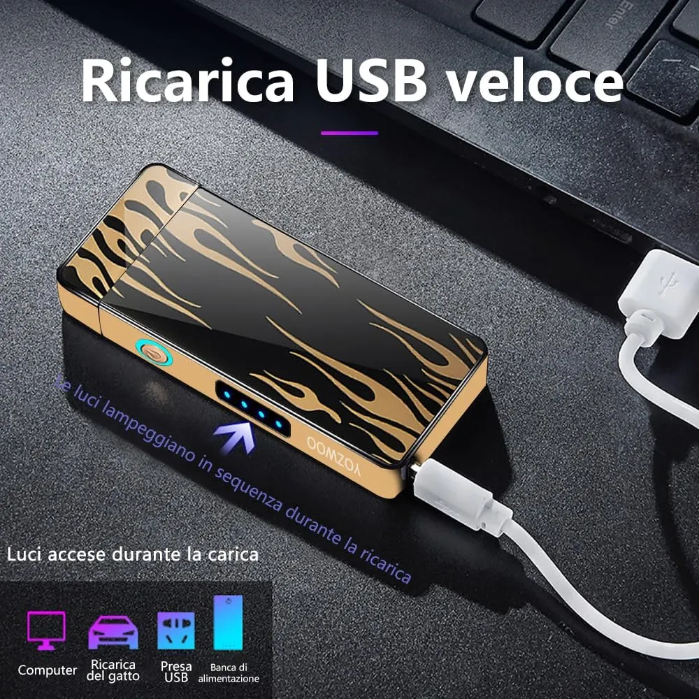 YOZWOO Electric Arc Plasma Lighter - Rechargeable Type-C, Windproof with LED Power Display for Candles, Fireworks, BBQ
