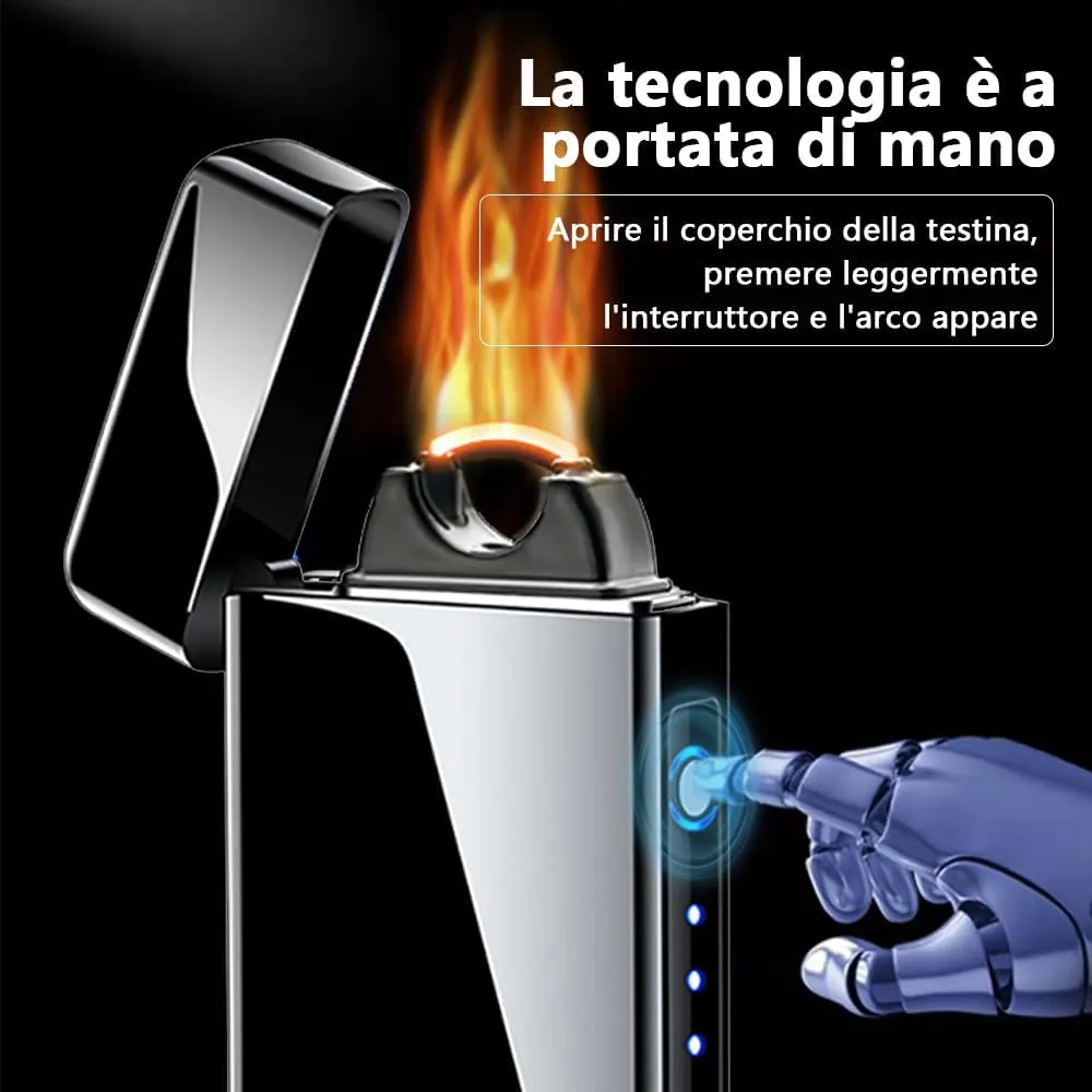 YOZWOO Electric Lighter Rechargeable, High Power Flame Arc Lighter, USB Lighters with LED Battery Indicator, Windproof Electronic Lighters for Candle Camping with Gift Box (Black)