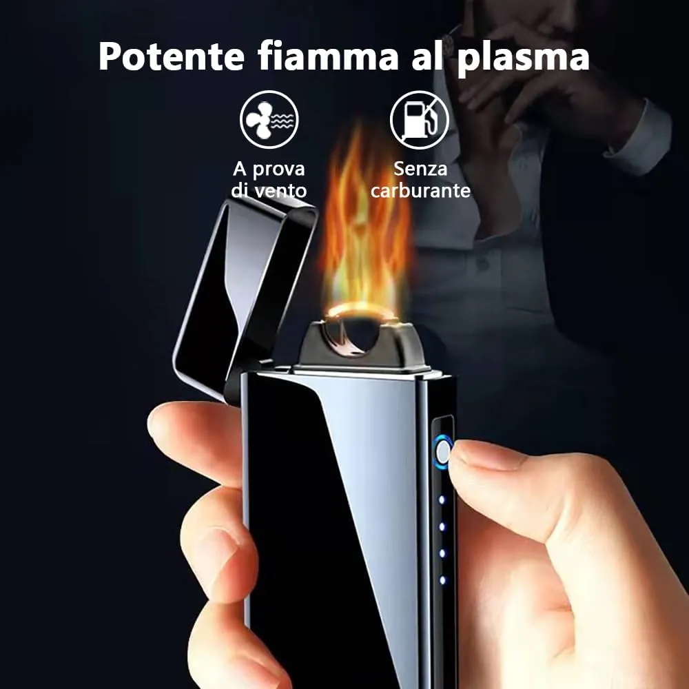 YOZWOO Electric Lighter Rechargeable, High Power Flame Arc Lighter, USB Lighters with LED Battery Indicator, Windproof Electronic Lighters for Candle Camping with Gift Box (Black)