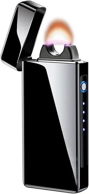 YOZWOO Electric Lighter Rechargeable, High Power Flame Arc Lighter, USB Lighters with LED Battery Indicator, Windproof Electronic Lighters for Candle Camping with Gift Box (Black)