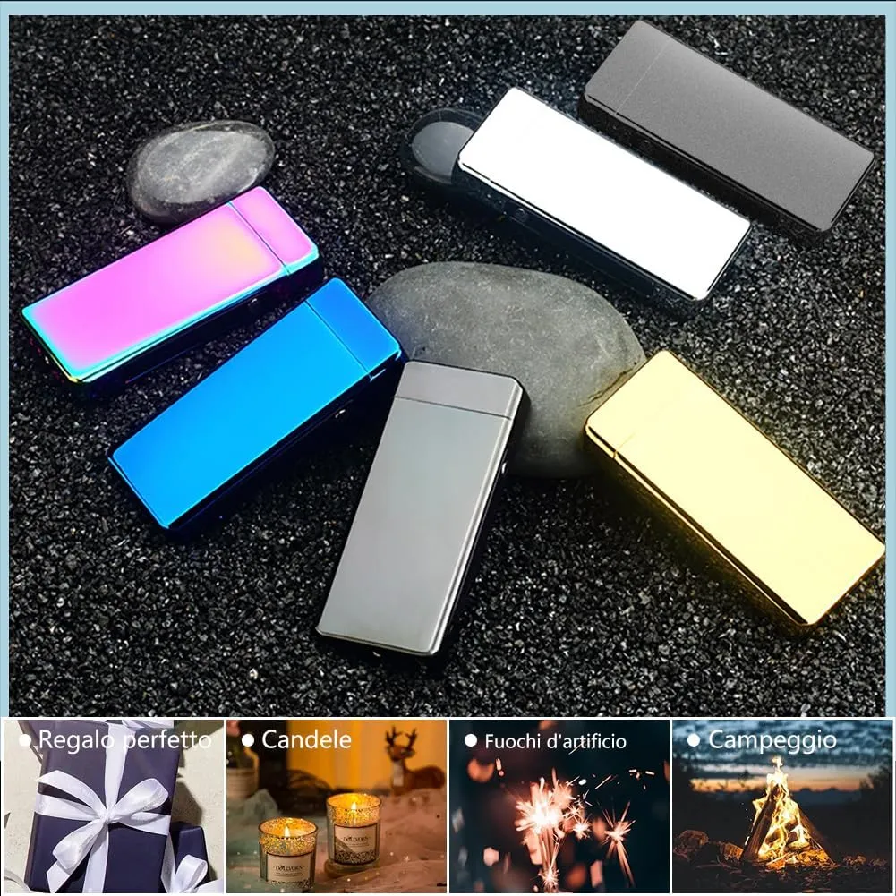YOZWOO Electric Lighter Rechargeable, High Power Flame Arc Lighter, USB Lighters with LED Battery Indicator, Windproof Electronic Lighters for Candle Camping with Gift Box (Black)