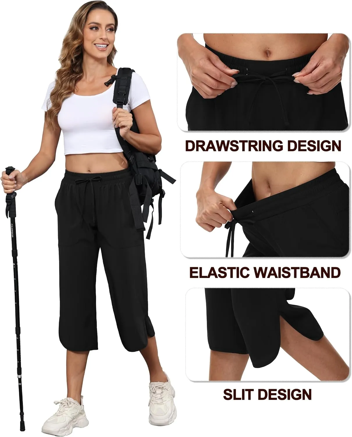 YuKaiChen Women's Capris Wide Leg Lightweight Quick Dry Pants Hiking Outdoor Athletic