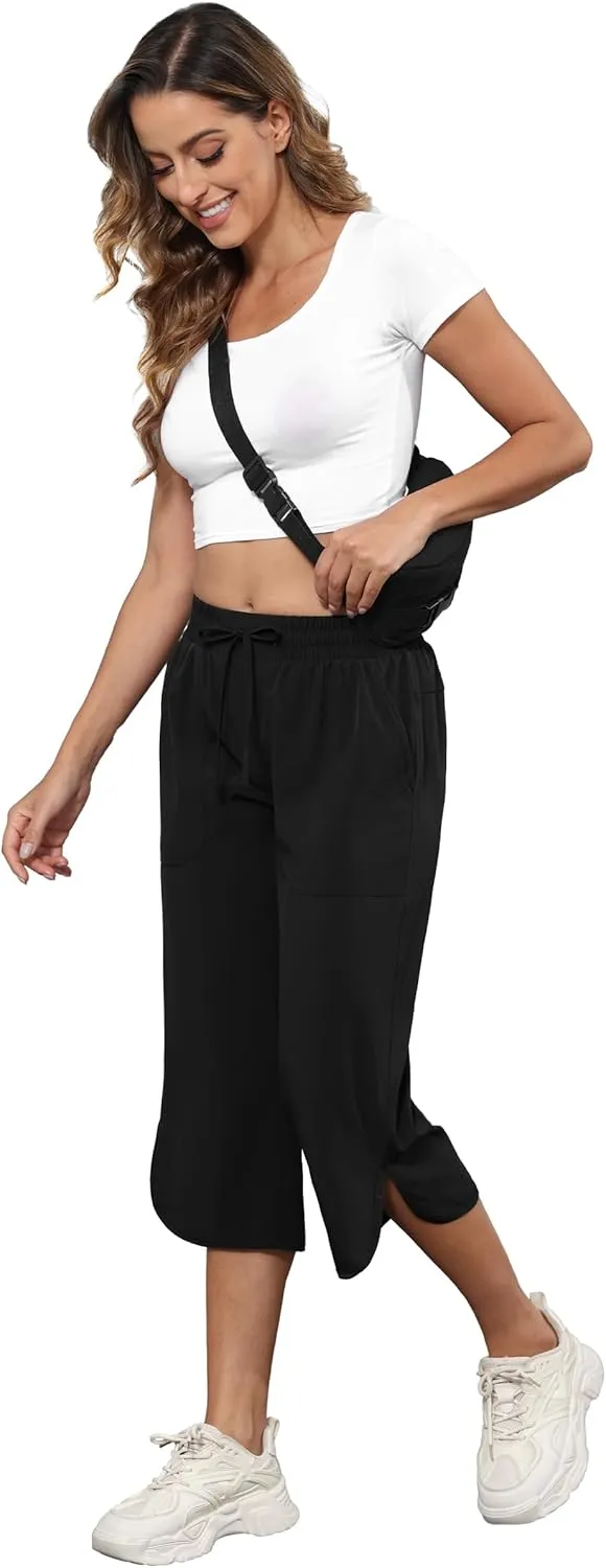 YuKaiChen Women's Capris Wide Leg Lightweight Quick Dry Pants Hiking Outdoor Athletic