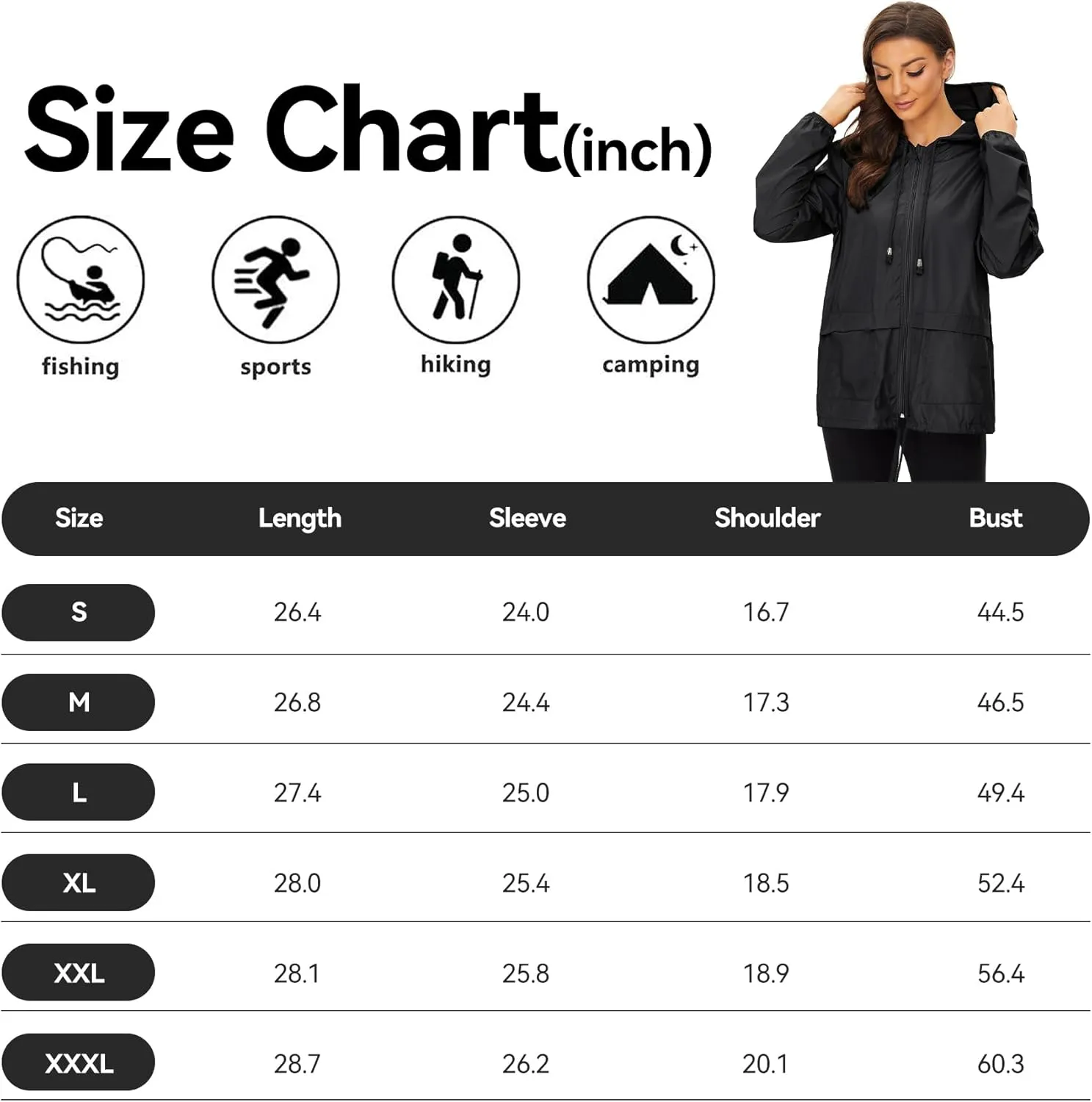 Zando Packable Rain Jacket Women Lightweight Raincoat Hood Women's Raincoats with Pocket Out Windbreaker Jacket Waterproof
