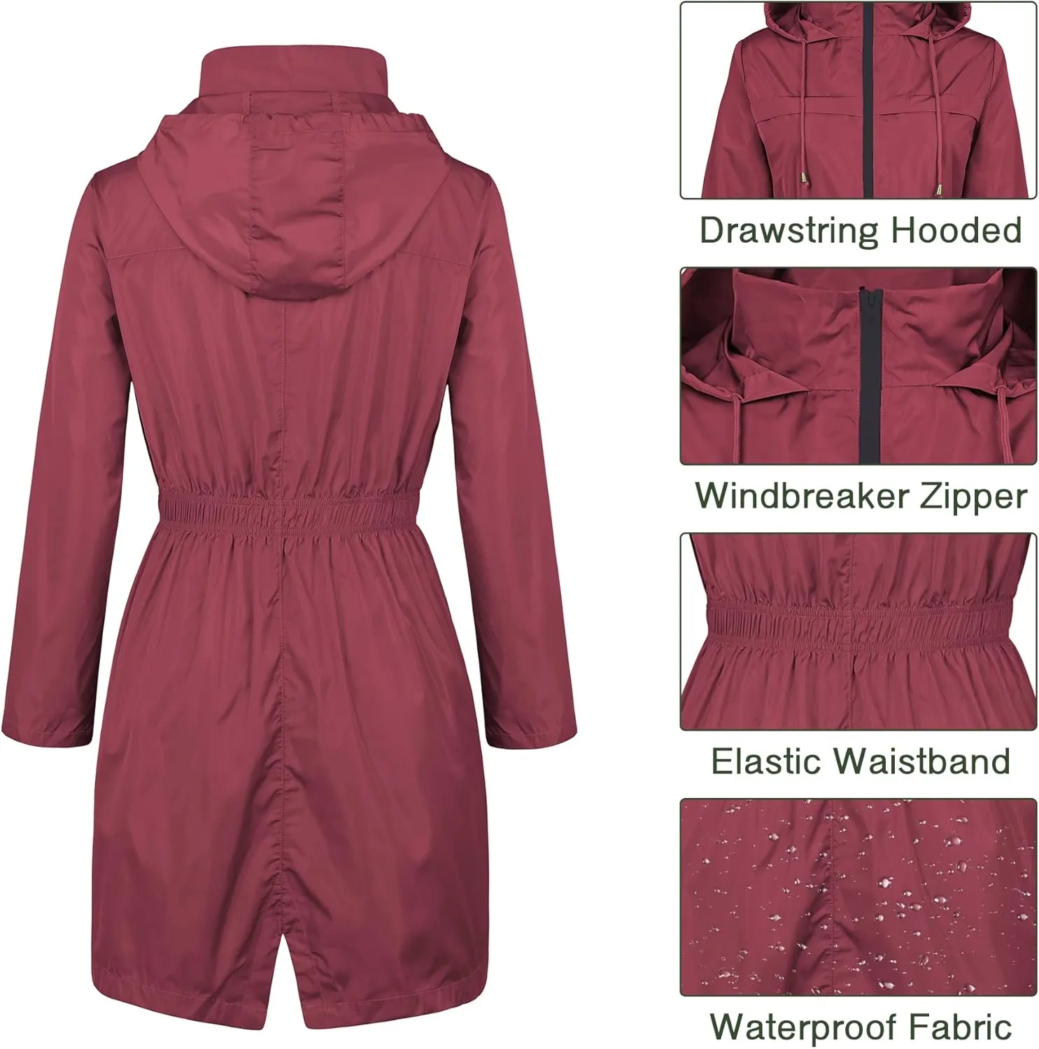 Zando Womens Rain Jackets for Women Waterproof Rain Coats for Women Active Packable Raincoat Windbreaker Jacket with Hood