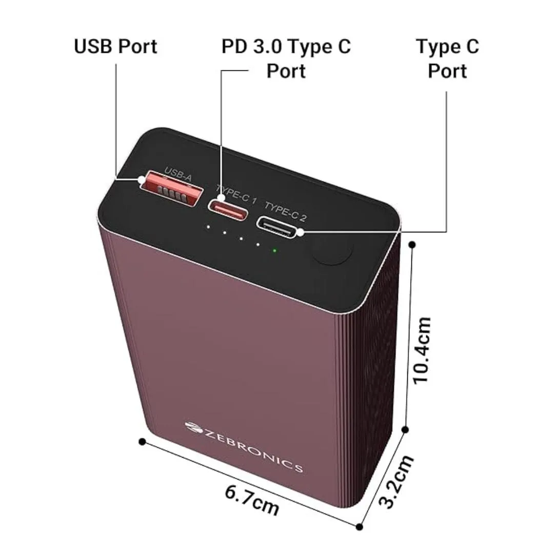ZEBRONICS EnergiTank 20MR1 20000mAh Metal Power Bank