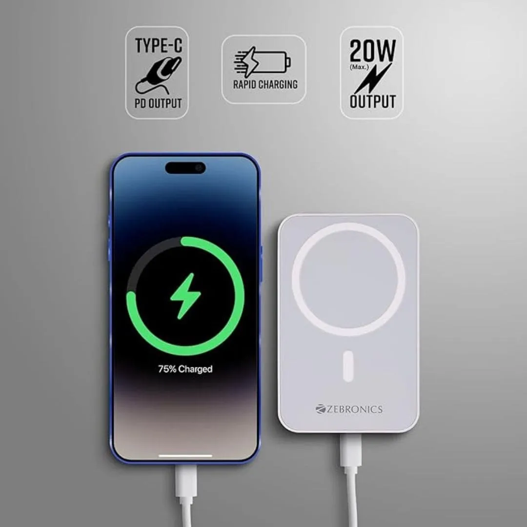 ZEBRONICS MW63 Wireless Power Bank (white)