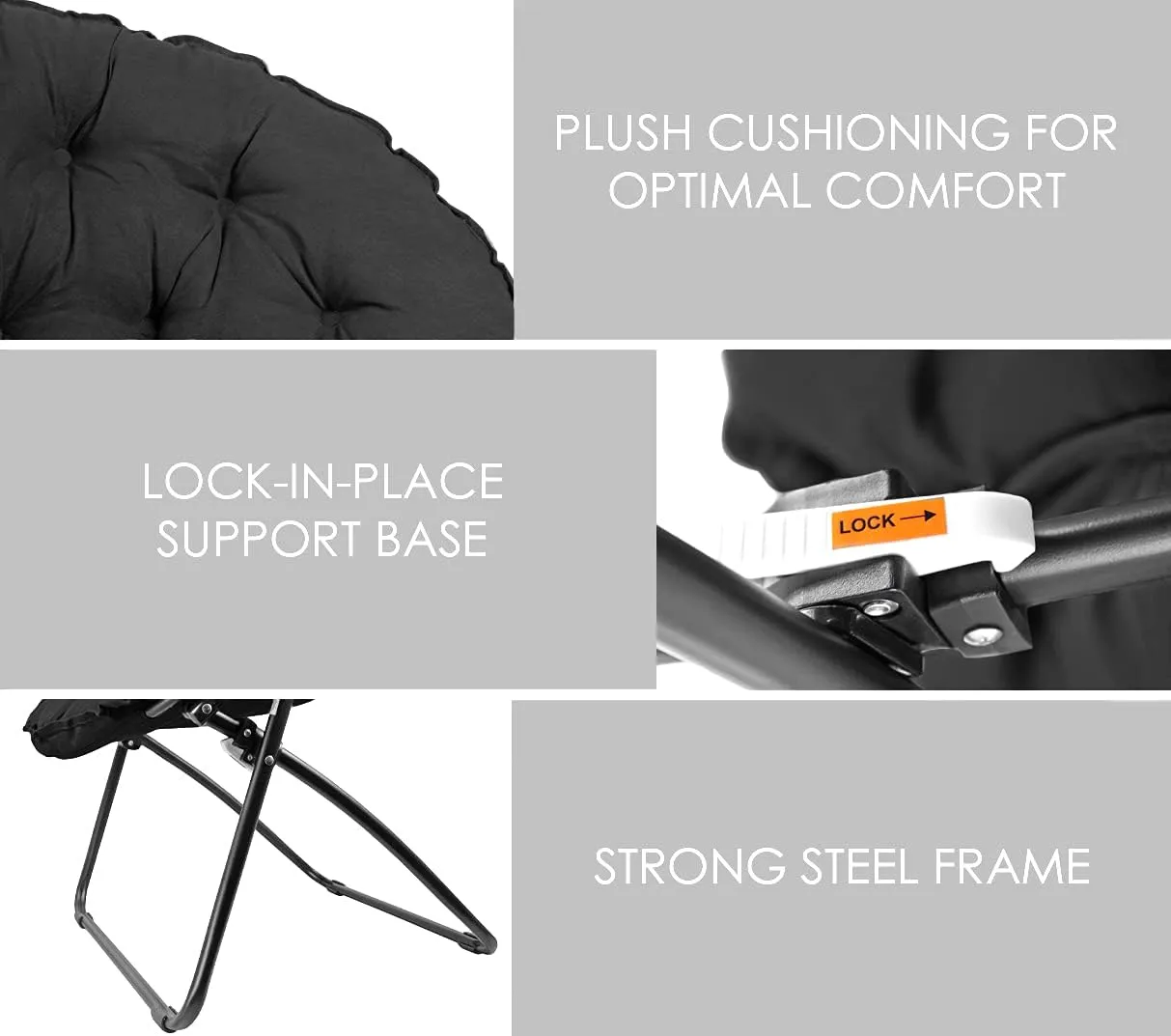 Zenithen Limited Round Pad Dish Chair, Black