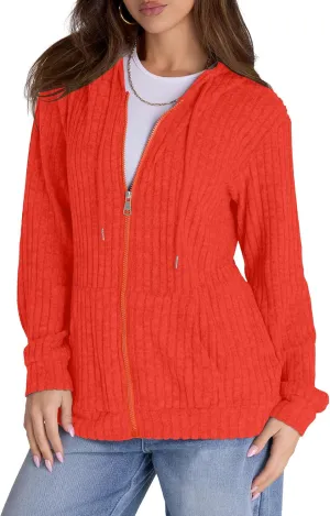 Zip Up Hoodie Women Oversized Sweatshirt Long Sleeve 2025 Fall Outfit Lightweight Jackets Workout Clothes