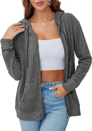 Zipper Hoodie Women's Sweatshirt Jacket Long Sleeve Jacket Lightweight Sweatshirt Women's Zipper Hooded Sweatshirt