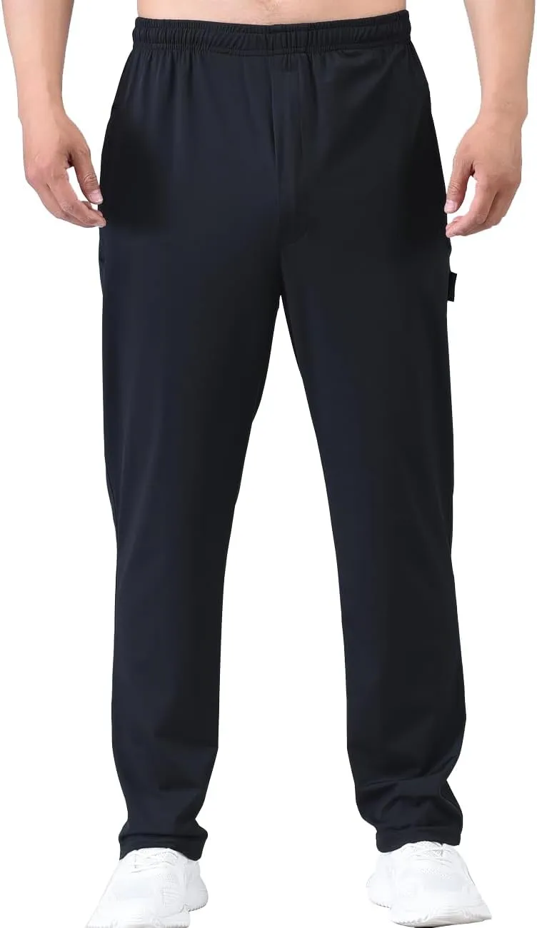 Zoulee Men's Elastic Waist Zipper Fly Hiking Pants Quick-Dry Lightweight Outdoor Sweatpants