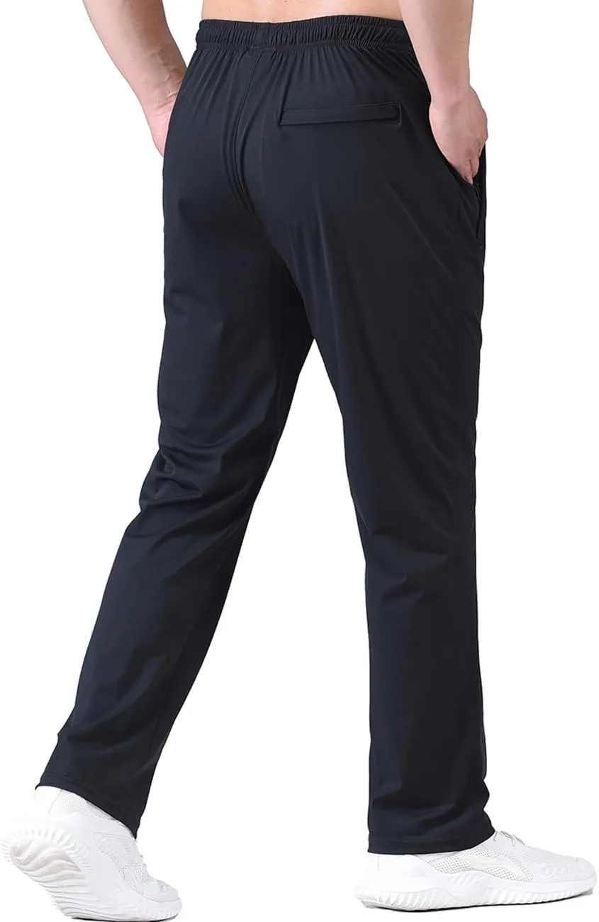 Zoulee Men's Elastic Waist Zipper Fly Hiking Pants Quick-Dry Lightweight Outdoor Sweatpants