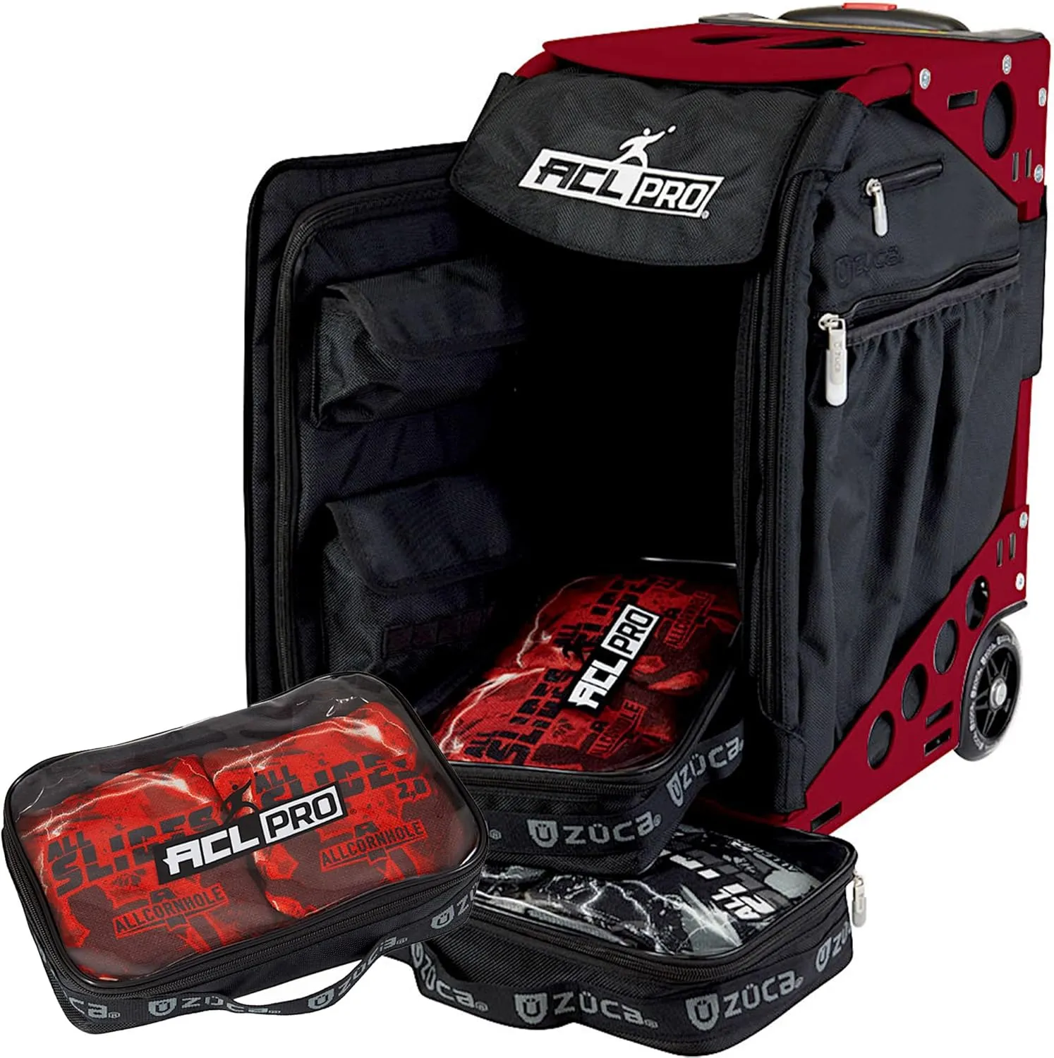 ZUCA Cornhole Pro Bag & Frame - Lightweight Suitcase Carry Luggage, FAA-Compliant Aluminum Frame with Telescoping Handle, Shock-Absorbing Wheels & Water-Resistant Insert Bag, 300 lbs Capacity